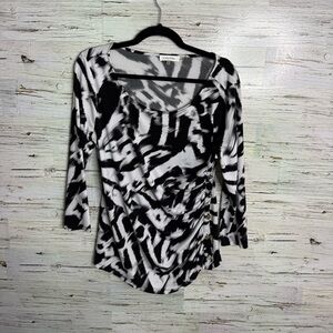 Calvin Klein Monochrome Patterned Women's Blouse ruched size medium
